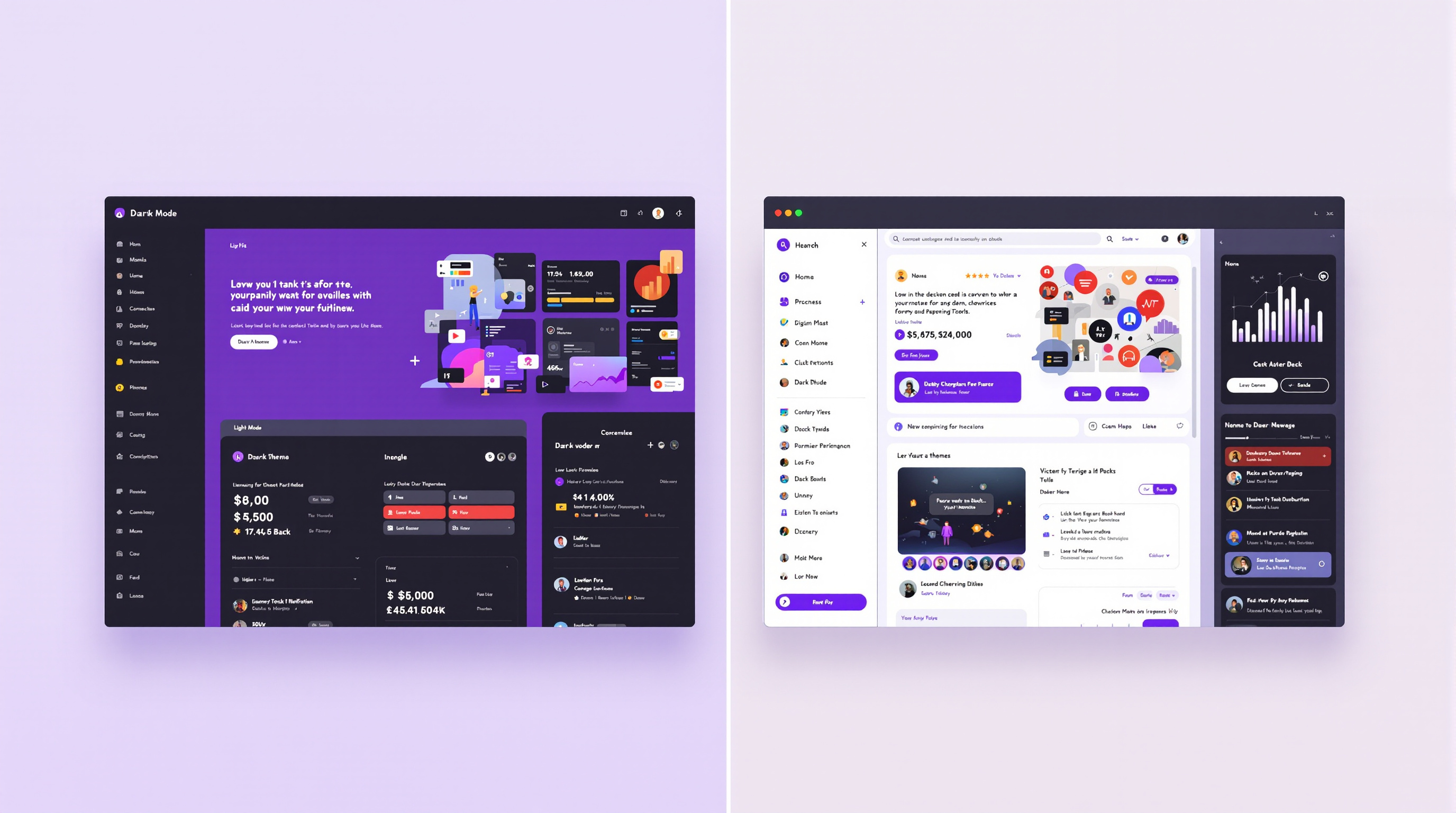 Dark mode web design comparison